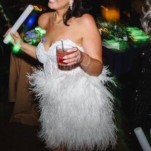 Size 10 Amina - Sheath Sweetheart Lace Feather Bridal Reception Dress